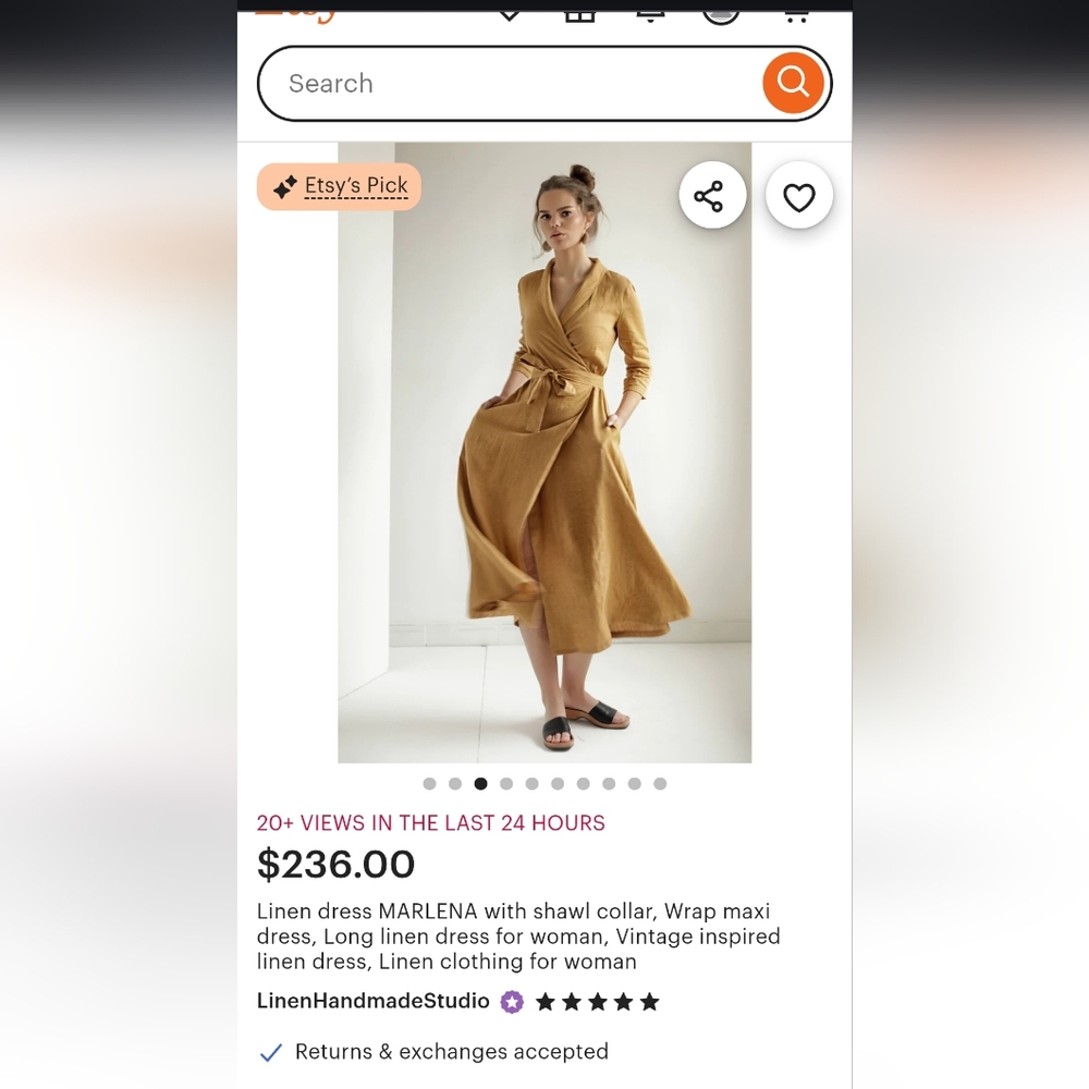 Linenhandmade Studio Linen Wrap Dress Size 2